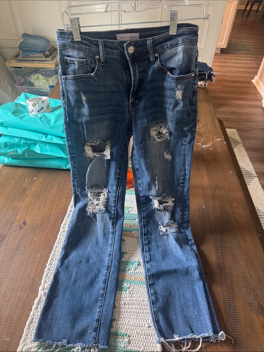 Women’s Risen Distressed Dark Blue Jeans